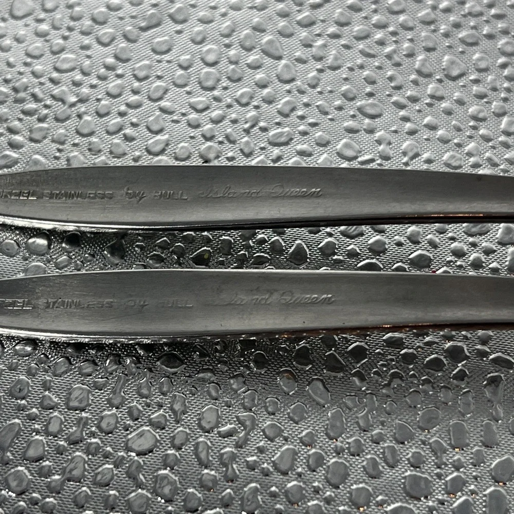 Vtg Dorzel Japan Island Queen by Hull Rose Stainless Flatware 2 PC Butter Knives